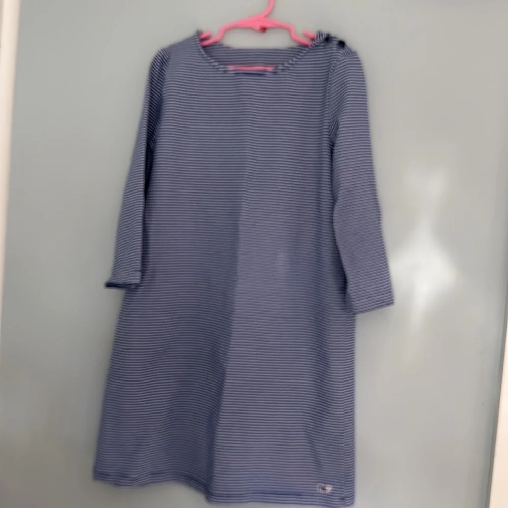 Vineyard VinesStriped Blue Kids Dress Sz M (10/12)